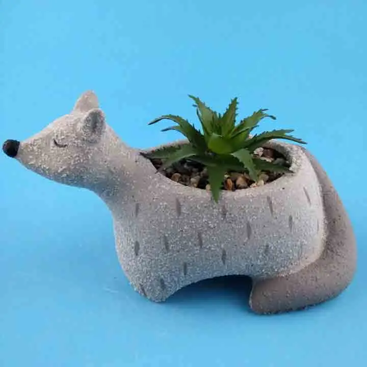 Cute Animal Mini Ceramic Flower Pot with sand finish Ceramic succulent pot with fake plant