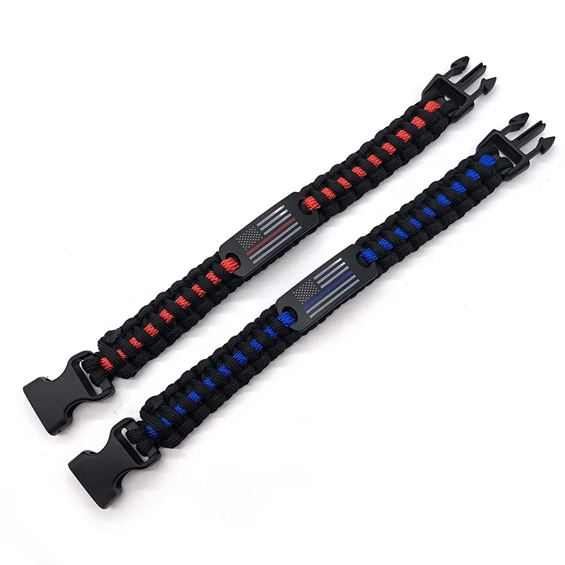 Hot sale 550 survival paracord bracelet thin bule line handmade paracord bracelet