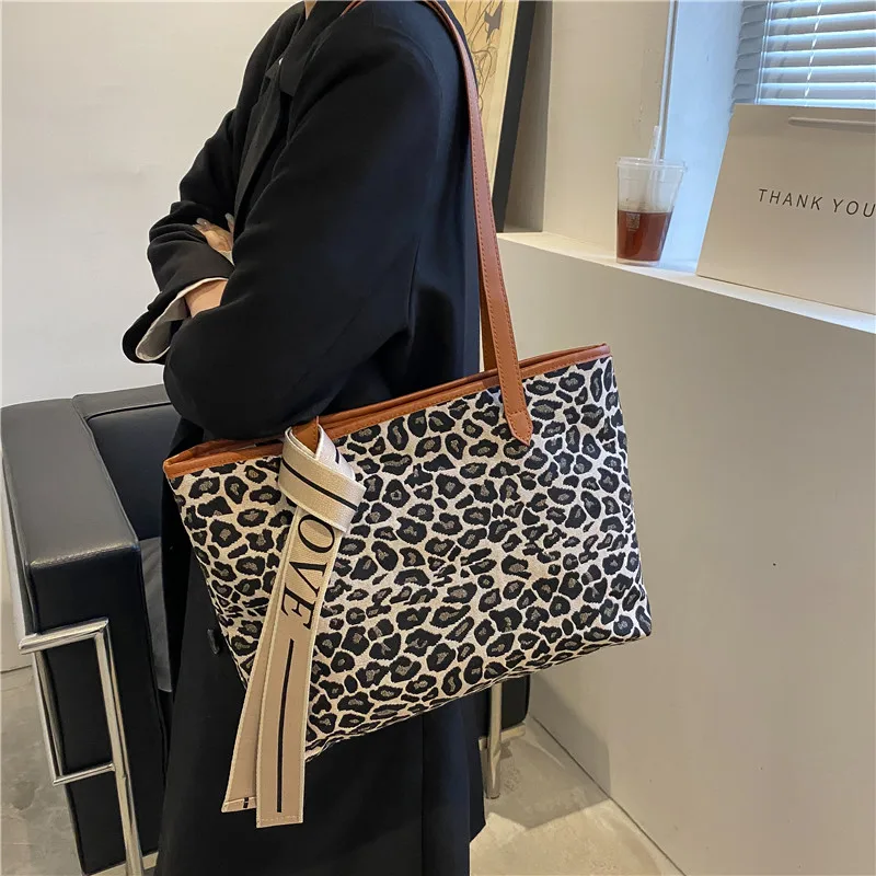 Minimum 1 Pcs Checkered Houndstooth Leopard Large Size Ladies Tote Crossbody Bag