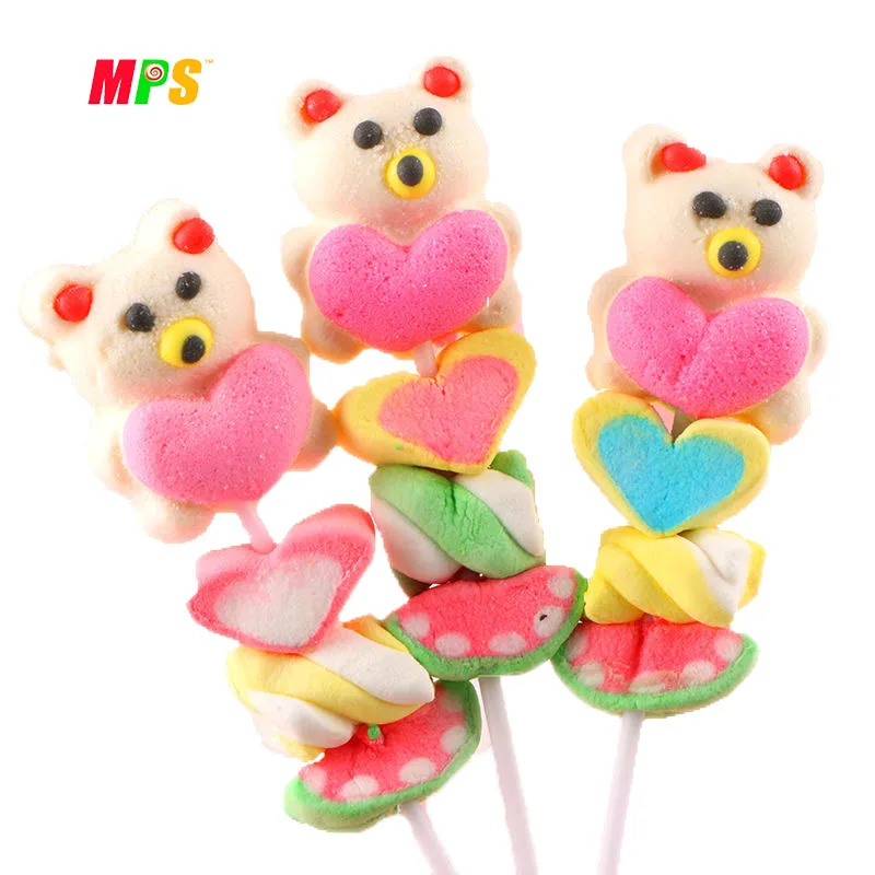 Candy Snack Food Heart Shaped Marshmallow pop Fruit Flavored Individual Package Cartoon Fudge Giant Marshmallow