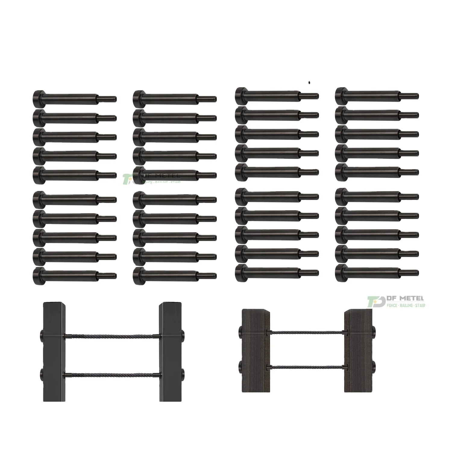 DF Deck Pairs Stainless Steel T316 Adjustable Angle Cable Railing Set for Wooden Posts Hardware Kit for 3/16 System Marine Grade