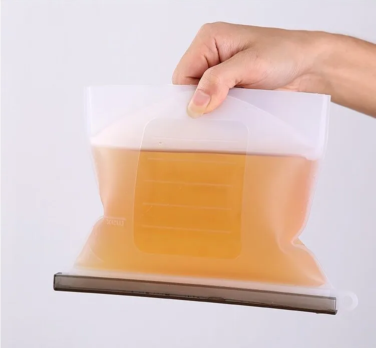 Airtight seal silicone food storage pouch silicone zip bag