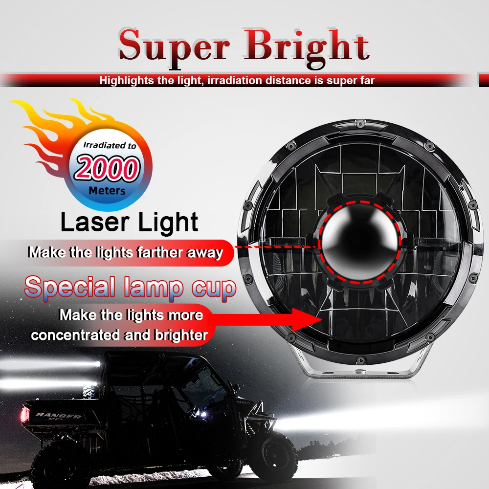 2000M Distant 7inch Headlight 100000Lm Laser Spot Beam 145w 12V 4x4 laser Led Work Light for truck