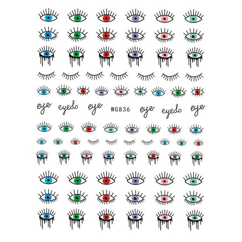 3D Nail Stickers Abstract Line Pattern Evil Eye Design Nail Blue eye Sliders DIY Adhesive Sticker Nail Art Decoration Decals