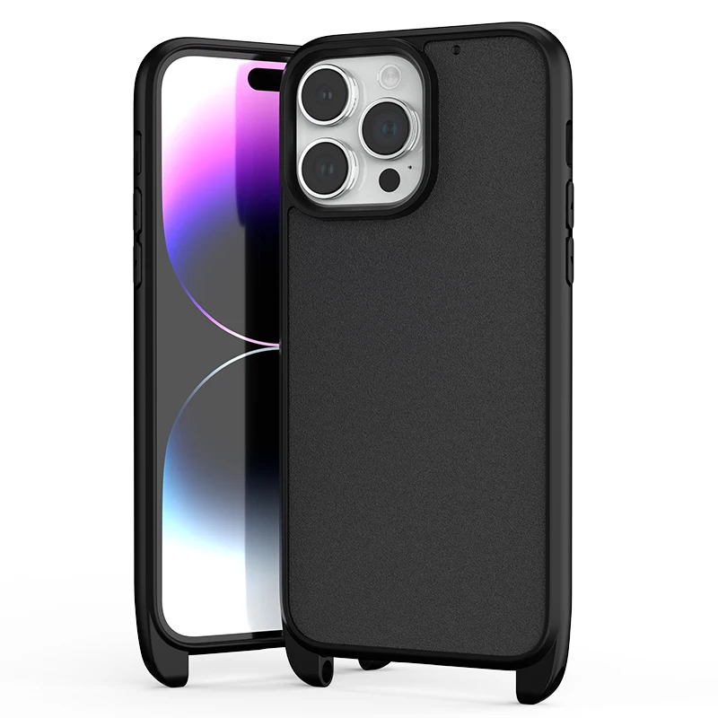 Newest Low Price Sublimation Groove Blank Tpu Pc Lanyard Mobile Phone Back Case For Iphone 14