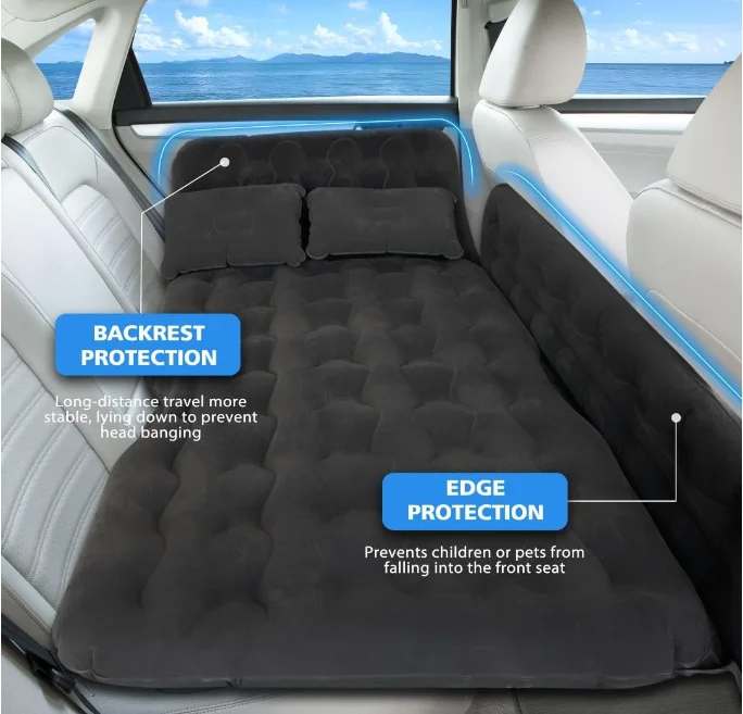 Car air mattress inflatable SUV truck Car camping mattress back seat Thickened Travel lathe sleeping mat with car air.