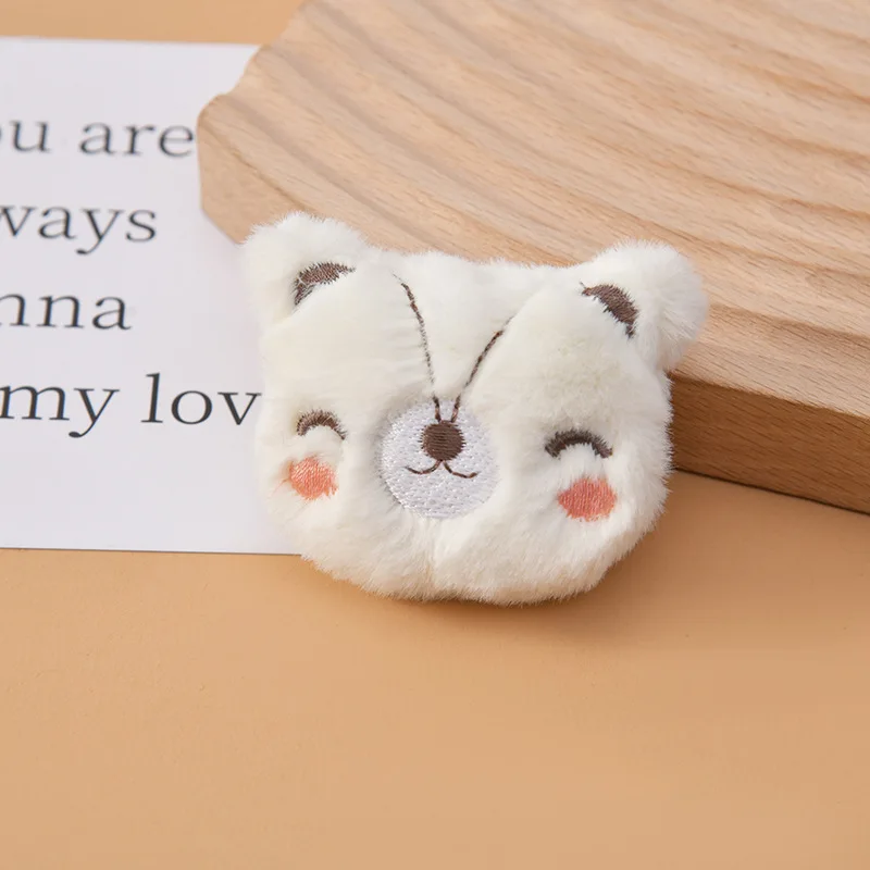 New Arrival Cotton Color Fox Fur Three -Dimensional Cute Fabric Smile Bear Doll Handmade Embroidery Doll Brooch Accessories