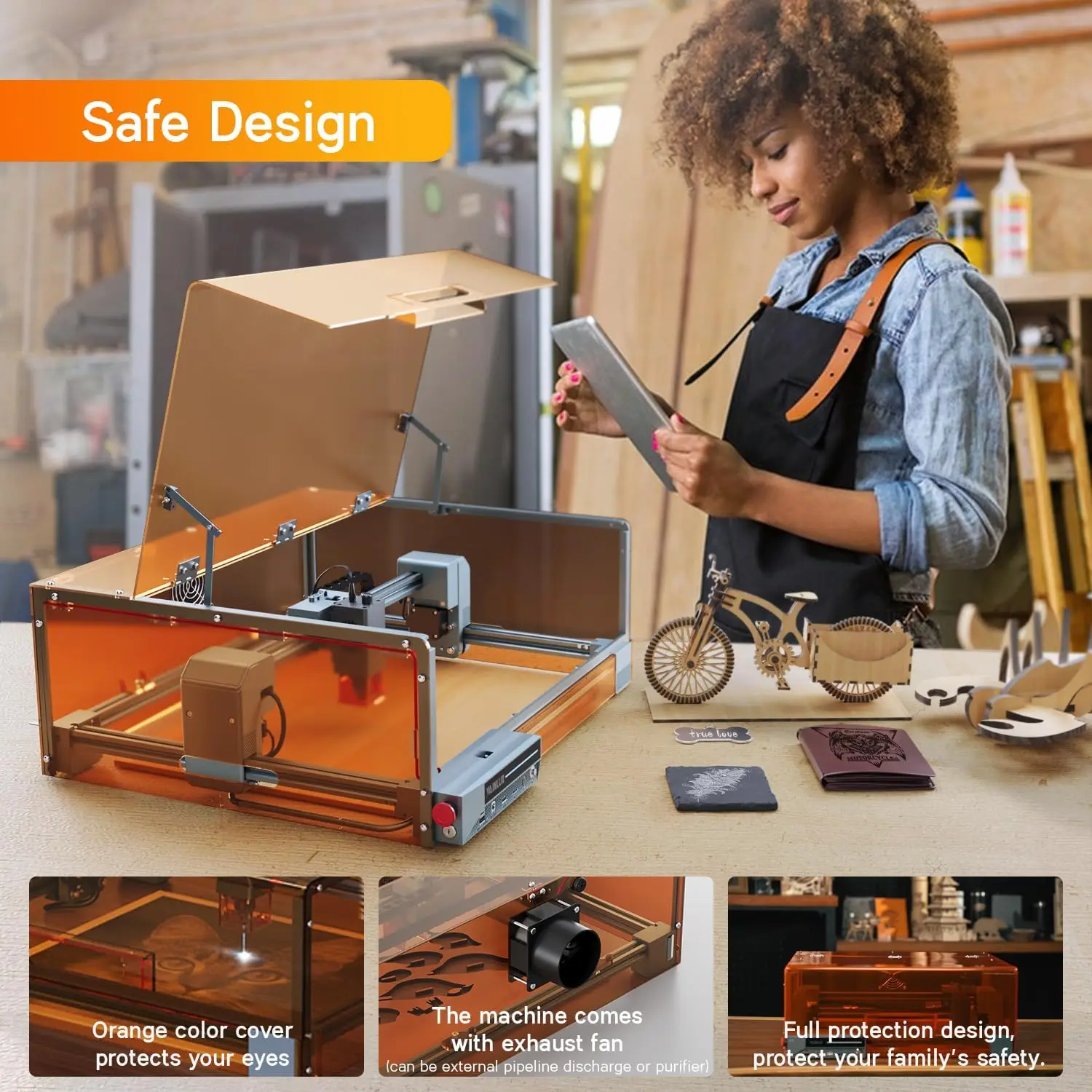 10W Wood Laser Engraver Acrylic Laser Engraving Machine for Stamps Souvenirs Rubber & Paper-Versatile Laser Engraving Materials