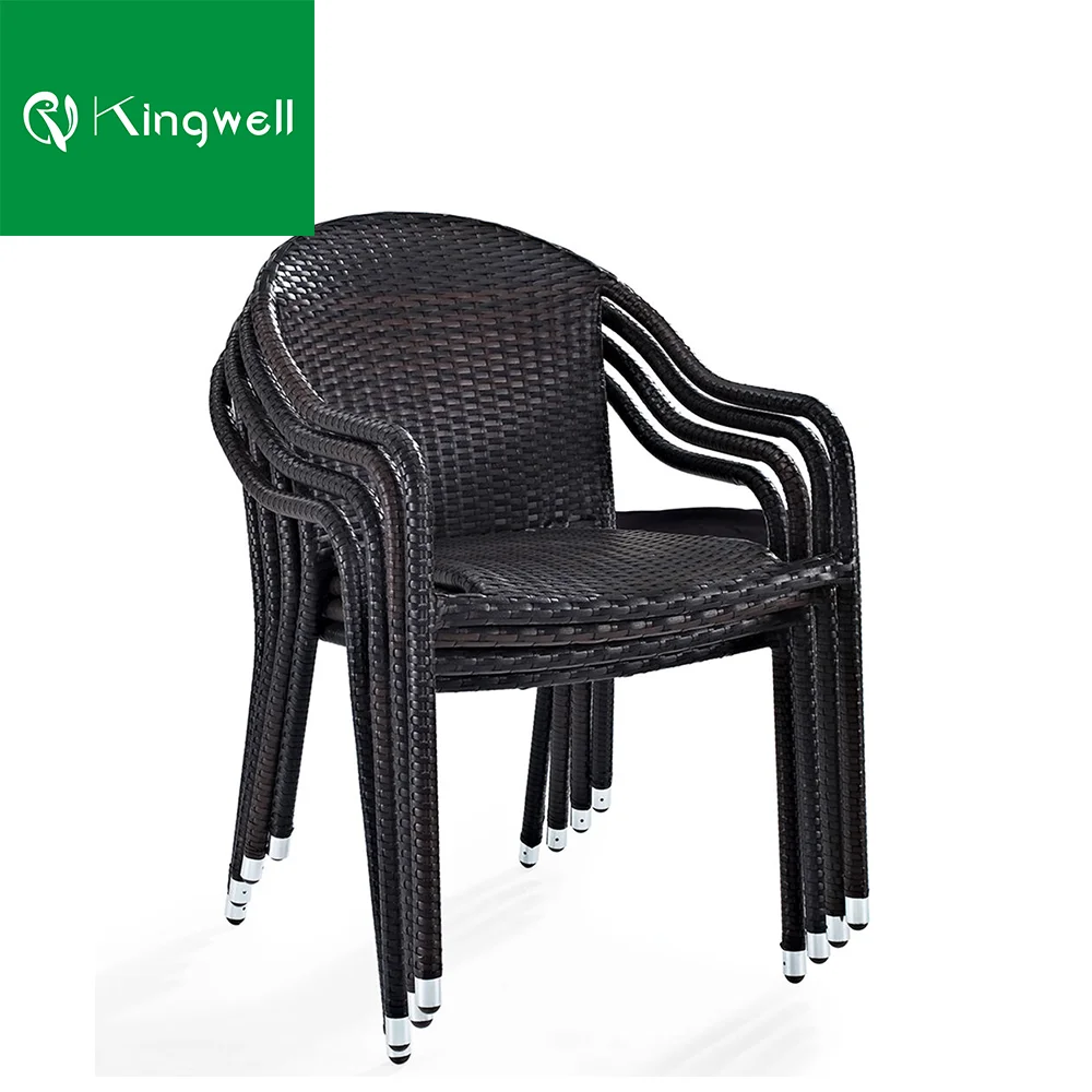 Stacking wicker and rattan furniture china outdoor furniture dining chair with armrest