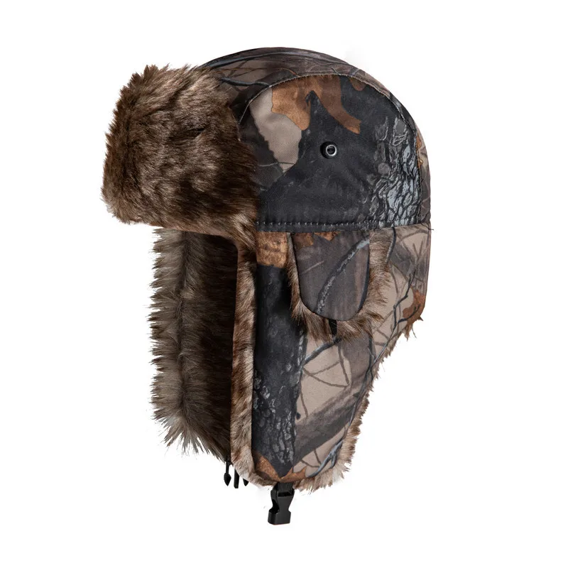 Wholesale Warm Cap Snow Hats Ear Flap Fur Trooper Men Earflap Trapper With Ear Flaps Camouflage Russian Winter Hats