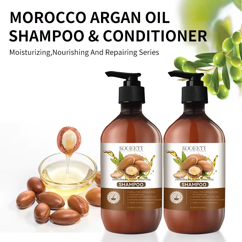 KOGEEYY 500ml Factory Wholesale Best Hair Care Shampoo Set Sulfate Free Morocco Argan Oil Organic Hair Shampoo And Conditioner