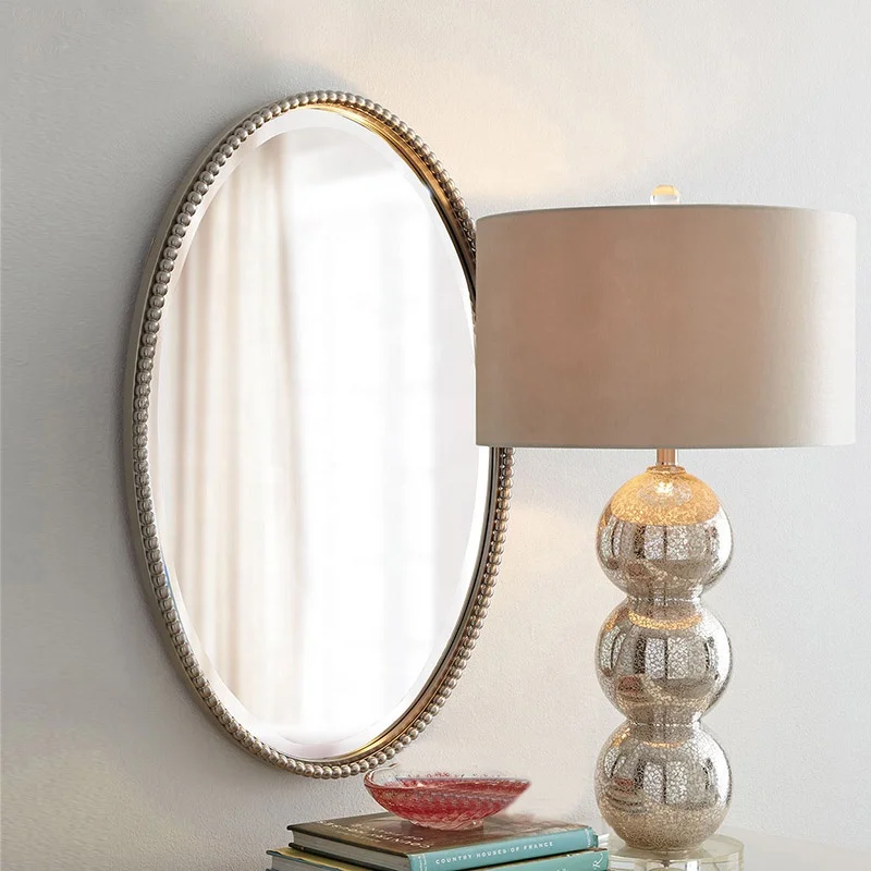 
Classic style oval edge beveled gold makeup mirror 