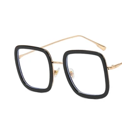 2023 Fashion Oversized Square Eyewear Retro Women Anti-Blue Light Blocking Metal Frame Glasses Optical Computer Eyeglasses