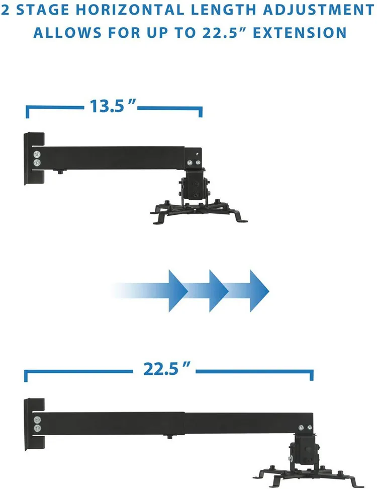 Wall or Ceiling Projector Mount with Universal LCD/DLP Mounting for Epson, Optoma, Benq, ViewSonic Projectors