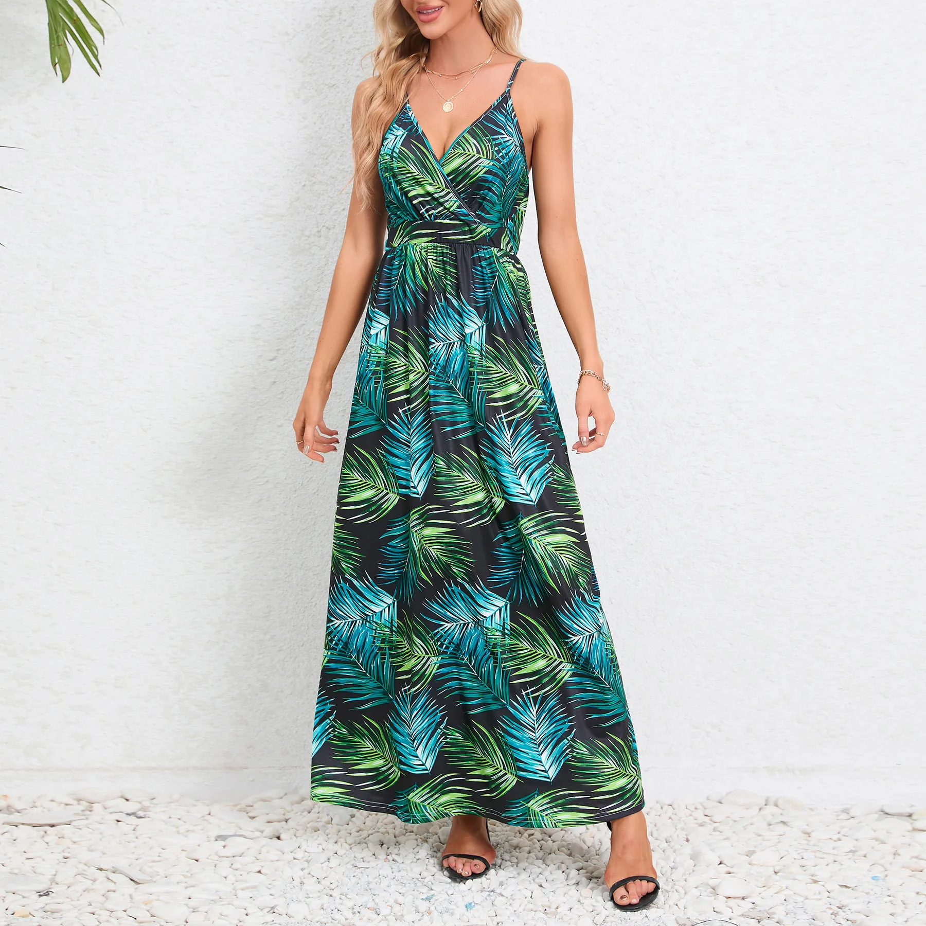 2024 hot sales strapless backless beach dress flower floral print summer womens long dress