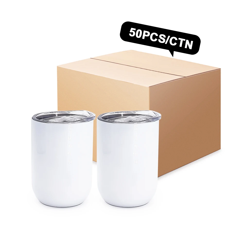 Hot Sale 12 oz Blank Sublimation Straight Wine coffee double wall oval egg shaped tumbler with lid us warehouse