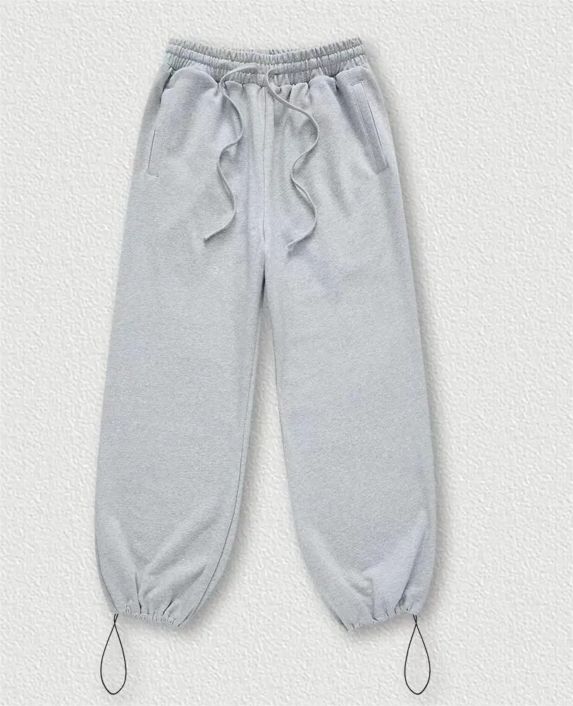 High Quality Custom Bottom Drawstring Cotton Baggy oversized street parachute pants men