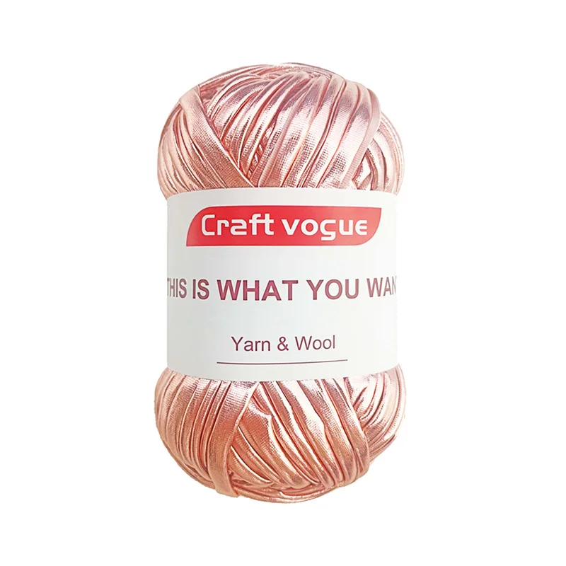 Sparkle Solid Color Hand knitting Spaghetti Glossing Shiny Leather Polyester Metallic t-Shirt Yarn For Crochet Bags Baskets