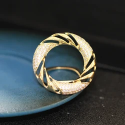 Interlocking personality fashion micro-inlaid zircon ring silk scarf buckle brooch a dual-use clothing accessories