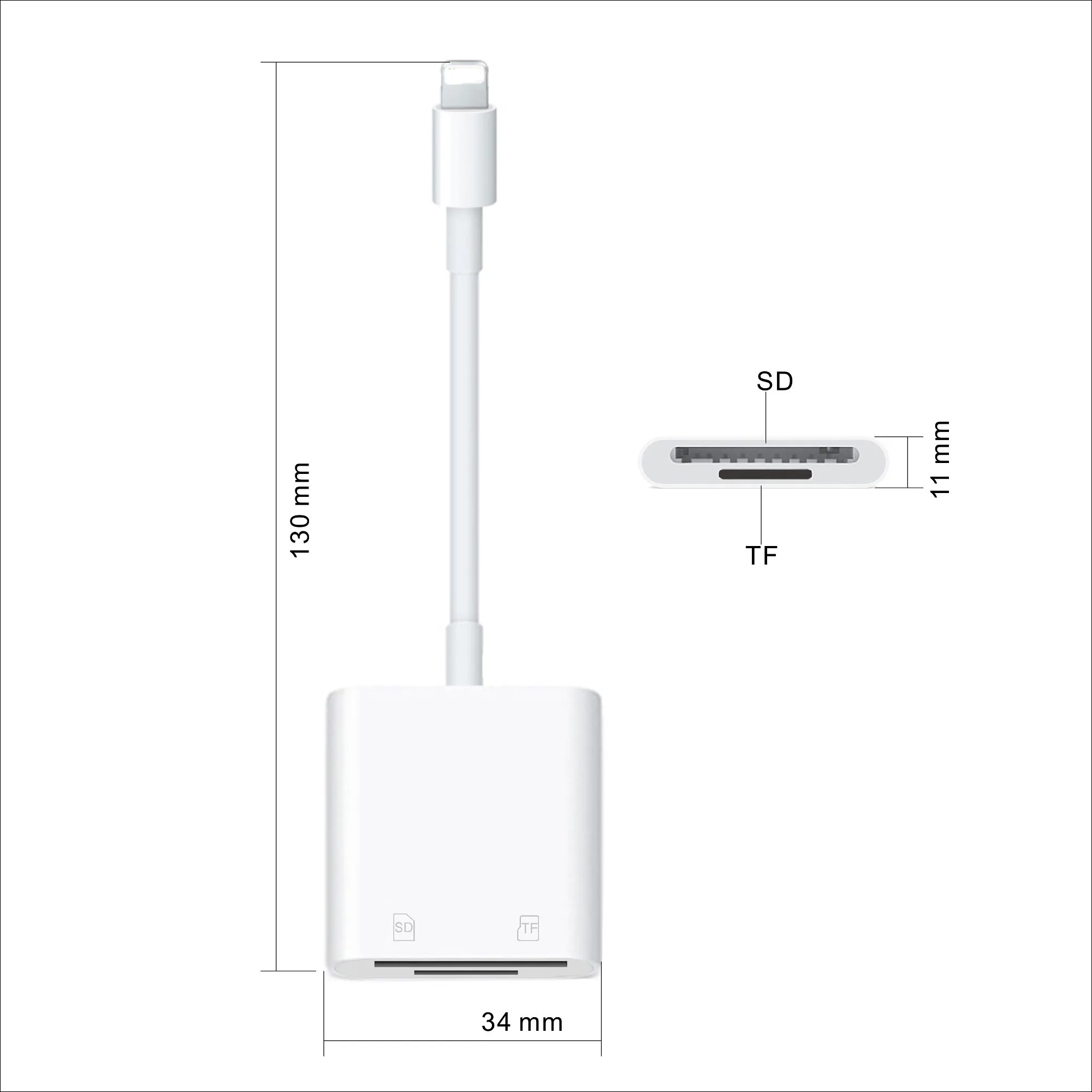 
HKK - 2 in 1 8 pin Light ning to USB Camera Adapter SD TF Card Reader OTG Adapter for i phone / i pad / i pod touch 