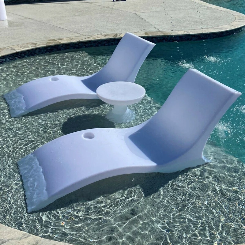 Plastic Tanning Ledge Swimming Pool Lounger Chair In water Chaise Lounger  Baja Shelf Chaise With Cup Holder