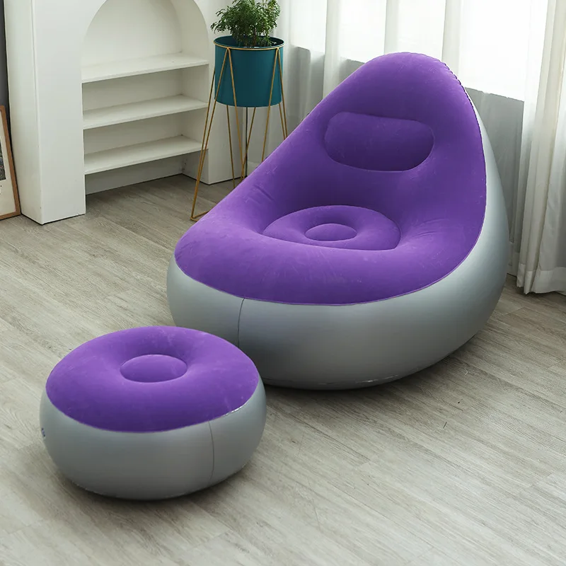 Indoor and outdoor PVC material inflatable lazy sofa with pump for foldable storage inflatable backrest thickened sofa