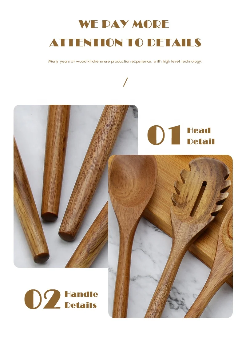 FLYWOD kitchen tools wooden kitchen accessories, acacia tableware, kitchen tools, cooking tools, cookware set