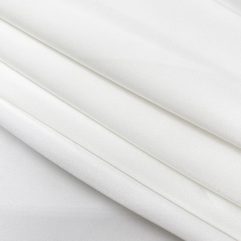 Fabric Factory in-stock Wholesale Polyester Twill  White Stretch Mikado Fabric for Bridal Wedding Dress and Gown Lining Fabric