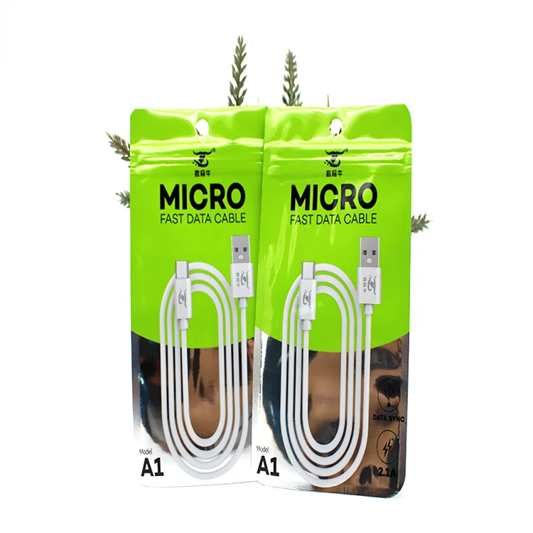 Wholesale Custom Printed Usb Cable Mobile Phone Packaging Bag With Zipper Packaging Bag