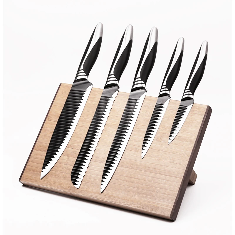 China Popular And Practical Black Forged Handle Knife Set 5 Pcs Knives Kitchen Set