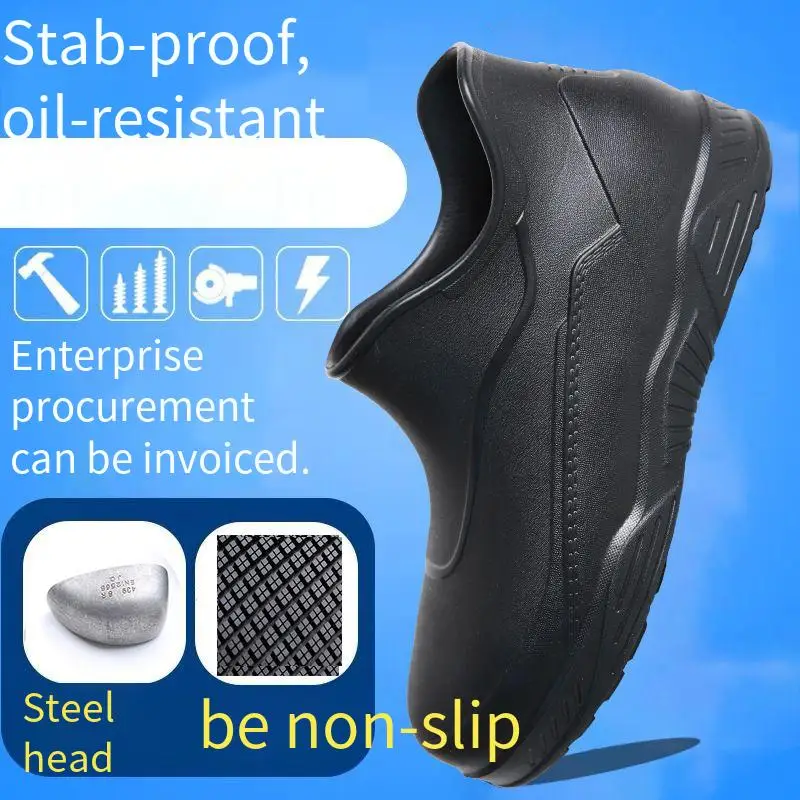 Hot Selling Waterproof Black Chef Shoes Men Slip On Non-Slip Chef Shoes Resistant Kitchen Safety Working Shoes