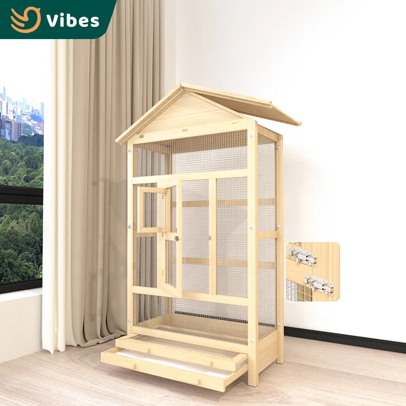 Beautiful Designs Wooden Garden Bird Cage Large Size Hand Made Wooden Cage For Parrot