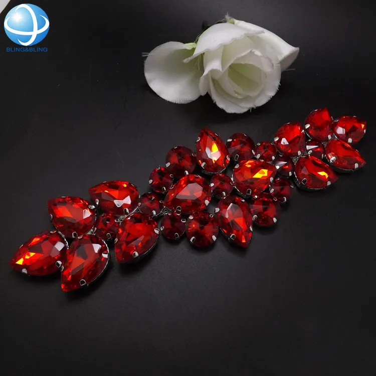 Crystal custom rhinestone sew on bridal applique wedding decoration accessories for Bridal Dress Hat