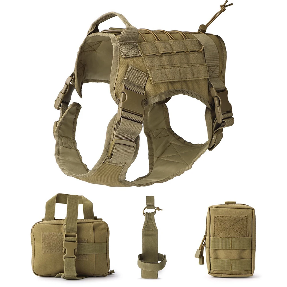 Military-style Police Style Harness Bag Set for Dog Tactical Vest Removable Bag Anti Blast Nylon Harness Attachable Bags