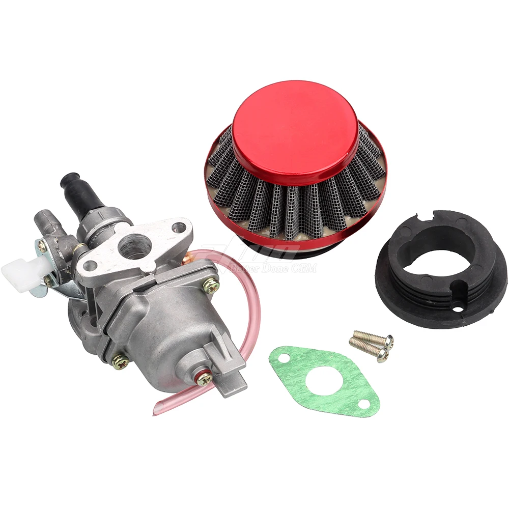 Minimoto Red Air Filter + Carburetor Carb + Stack For 2 Stroke 47cc 49cc Engine Parts Mini Moto Kids ATV Quad 4 Wheeler Go Kart