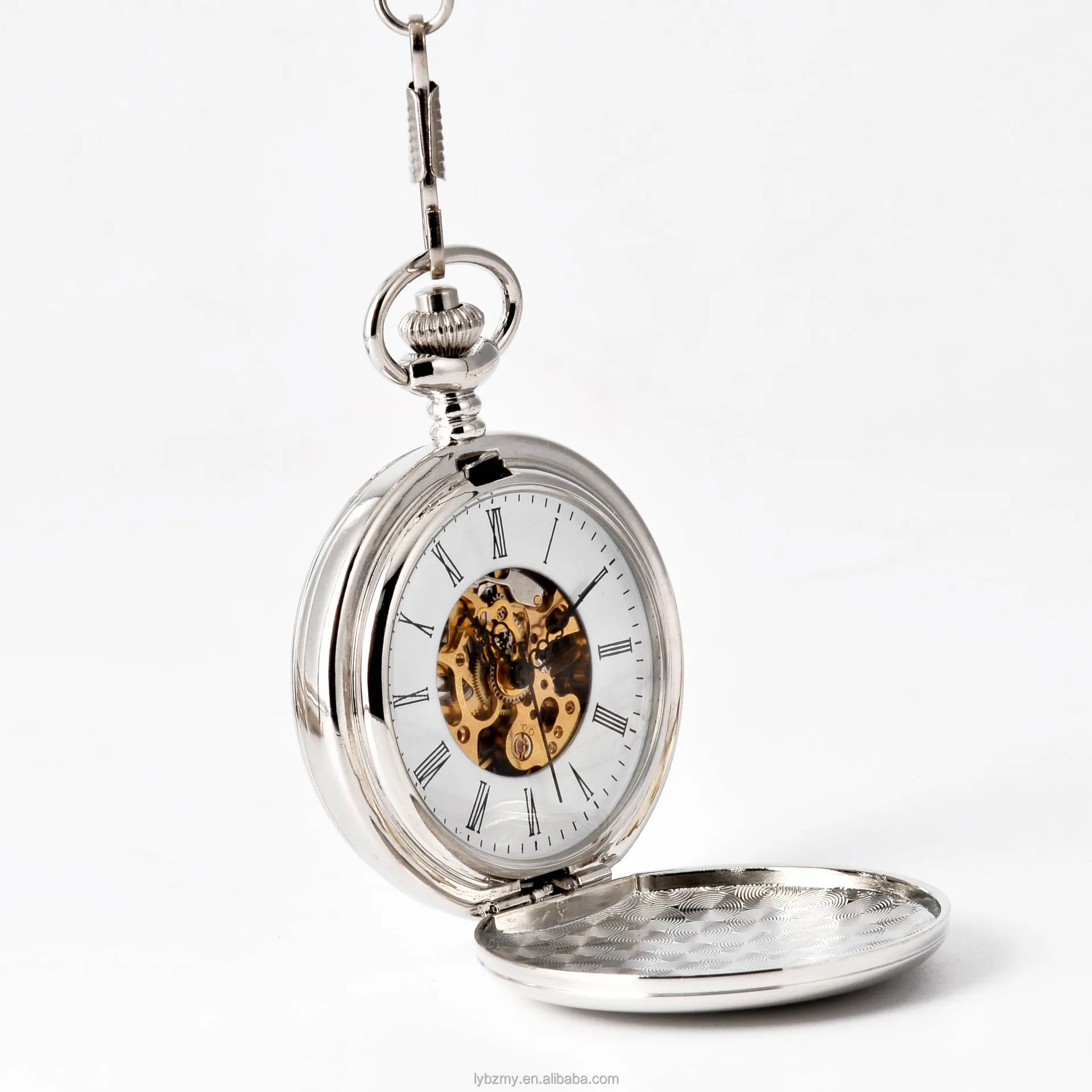Серебряные двойные полированные наручные механические антикварные ретро римские карманные часы