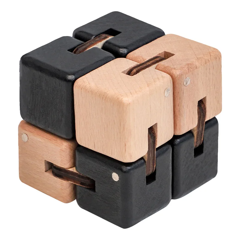 Children Creative Wooden Decompression Infinite Folding Magic Cube Puzzle Kids Gift Sensory Fingertip Anti Stress Activity Cube