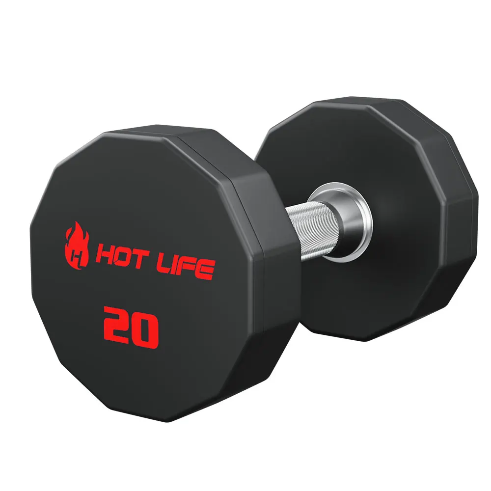 Bodybuilding Commercial lb kg Black PU Urethane Dumbbells Factory Price