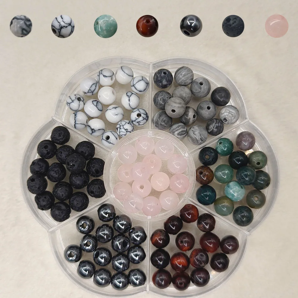 Natural Crystal Beads Stone Gemstone Round Loose Energy Healing Beads for DIY Jewelry Making Bracelets (7-Chakra , 8MM)