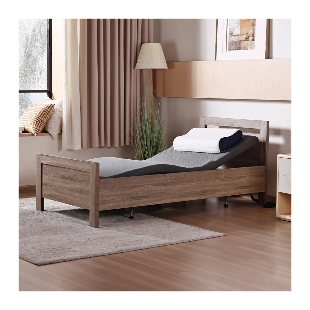Tecforcare Wooden Medical Bed For Home Electric Adjustable Bed For Seniors Homecare Home Care Bed For Elderly