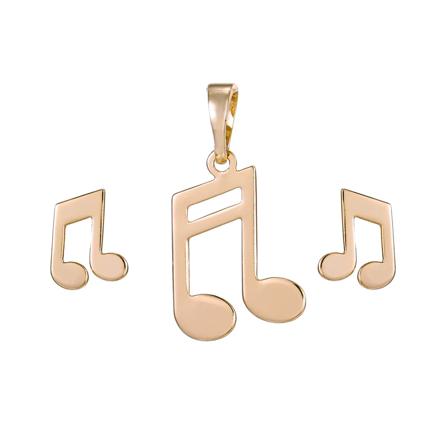 65842 Xuping note style 18k gold Environmental Copper jewelry fashion two pieces jewelry set