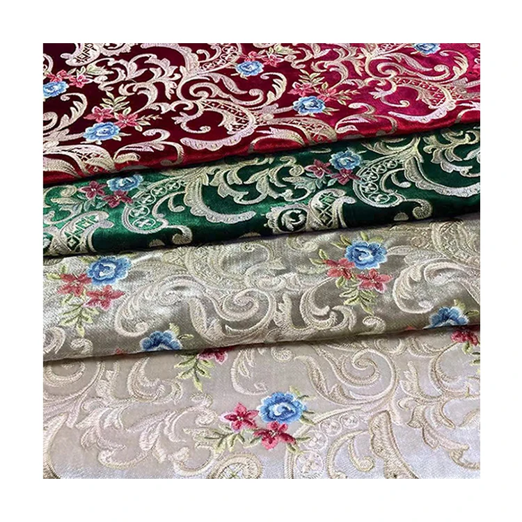 2022 Italian New Fabric Sofa Bed Living Room Furniture Upholstery Embroidery Velvet Fabric For Couches
