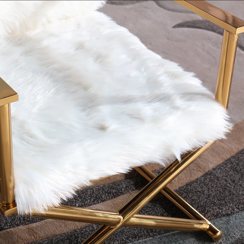 2021 light luxury single living room lounge chair with golden metal frame high-end appearance imported wool living room chair