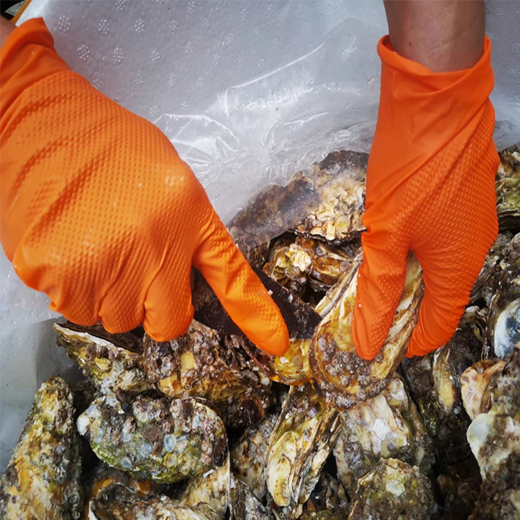 Cheap Price Diamond embossed nitrile gloves anti slip durable machine repair industrial oil proof mixed rubber LaTeX hand gloves