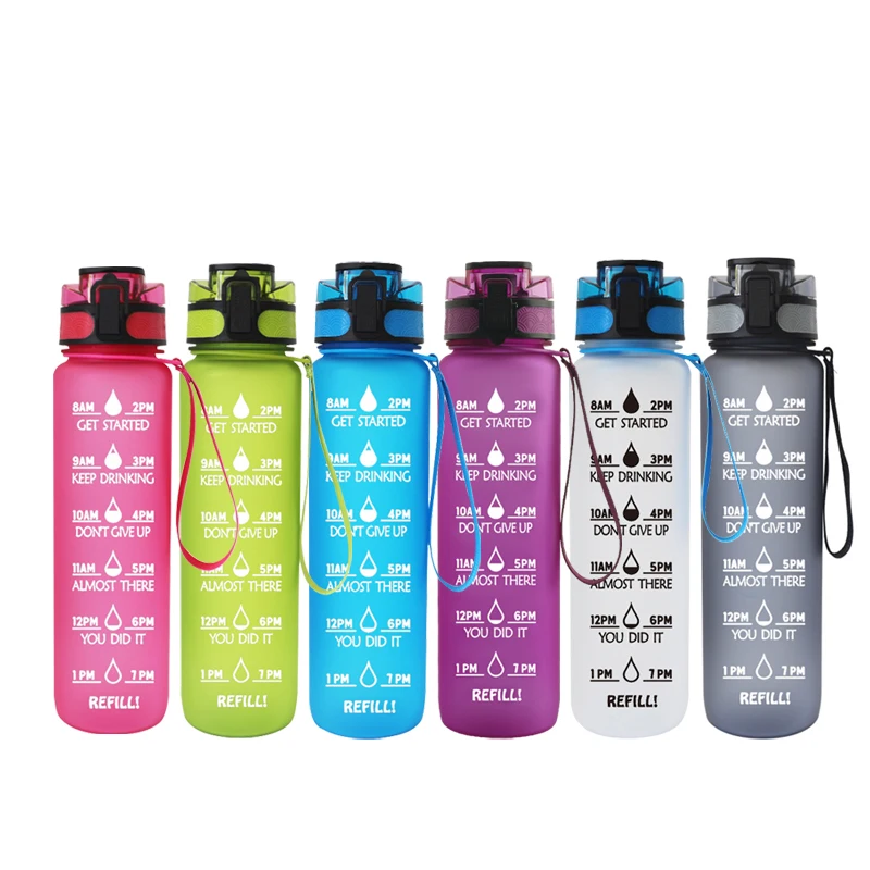 32 oz Water Bottle with Times to Drink , Leakproof BPA & Toxic Free, Drinking Water Bottle Ensure You Drink Enough Water