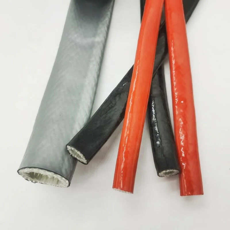 Iron oxide red Silicone Fiberglass Thermal insulator Fiberglass protective fire sleeve hydraulic hose sleeve