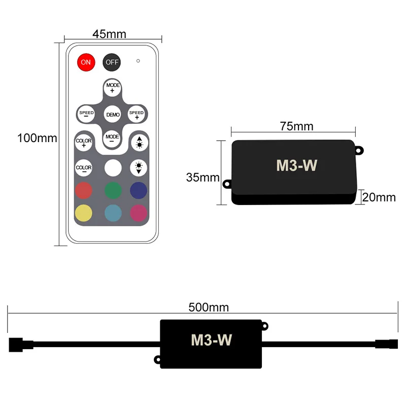 6A 12V 72W 24V 144W Яркость затемнения M3 W IP67 водонепроницаемый RGB светодиодный контроллер для полосы света