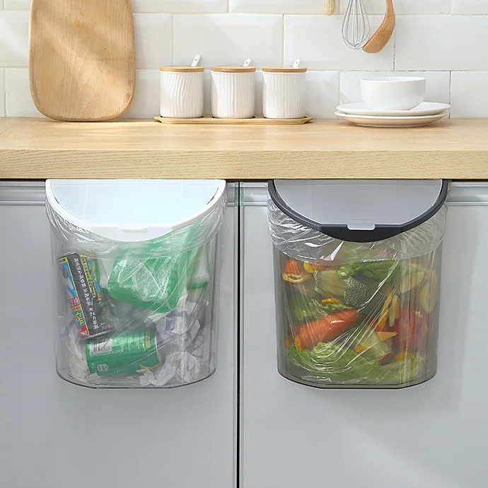 Hot Selling Waste Plastic Kitchen Bins Basket Garbage Bathroom Wall-mounted Trash Can With Lid
