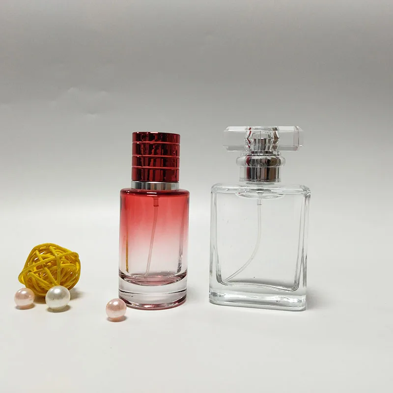 Free Sample Luxury Woman Fashion 30ml 50ml Heavy Square Spray Clear Black Glass Perfume Atomizer Oil Bottle 50 ML Wholesale
