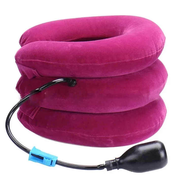 High Quality Portable Cervical Collar Brace Pillow Adjustable Flannel Air Neck Brace Traction Device